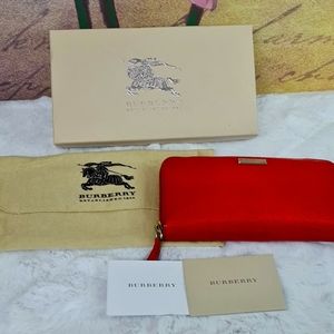 Beautiful Red Burberry Zippy Wallet Bundle